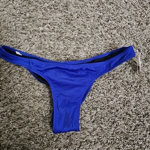 New VICTORIA'S SECRET Zuma Itsy Back Ruched Swim Bikini BLUE Thong S Sapphire